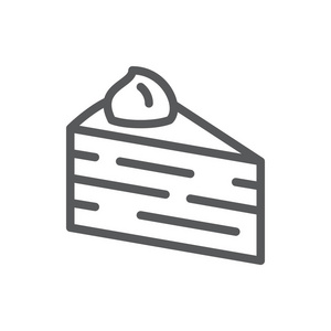 分层蛋糕三角形片像素完美的图标, 可编辑描边在白色背景上, 在矢量