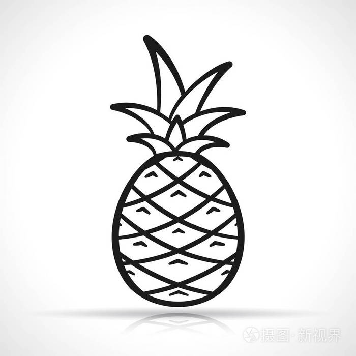 矢量图的白色背景上的菠萝