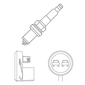 汽车,车辆轮廓图标集合中的设计。汽车和设备矢量符号股票网站插图