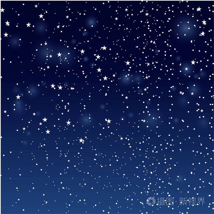 夜空中的星星和雪花.矢量冬季背景插图