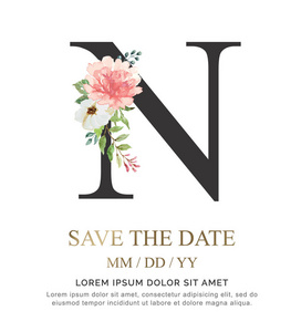 矢量手绘字母 n 油漆豪华设计.甜蜜珍藏婚礼请柬及其他概念创意照片