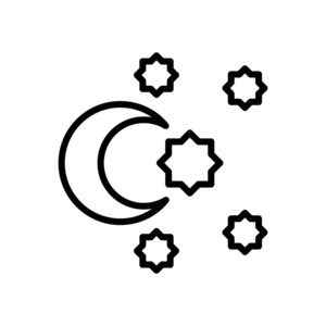 在白色背景半月和星透明标志上分离的半月亮和星图标向量