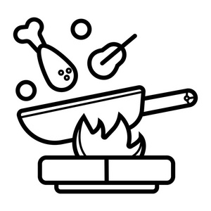 炒锅煎锅图标插图
