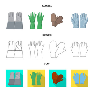 手套和冬季标志的矢量设计。手套和设备库存矢量图的收集