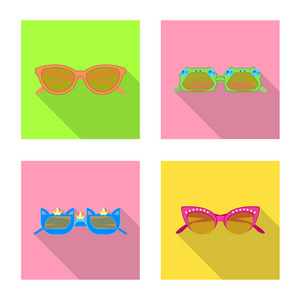 眼镜和太阳镜标志的矢量插图。眼镜套和附件股票矢量图