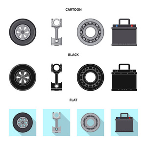 自动和部分徽标的孤立对象。汽车和汽车股票矢量图集