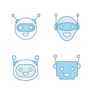 Chatbots 颜色图标集, 现代机器人