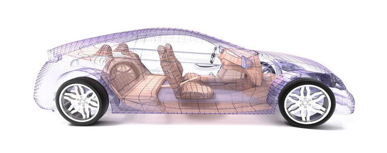 透明的汽车设计，丝 model.3d 插图。我自己的车设计