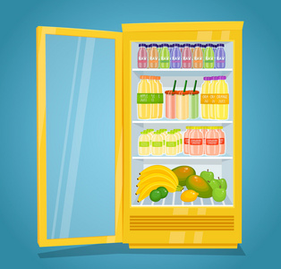 冰箱里充满了生鲜水果产品矢量图片