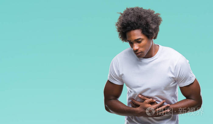 美国黑人由于恶心痛苦的疾病感觉不适在孤立的背景下与手在胃疼痛概念