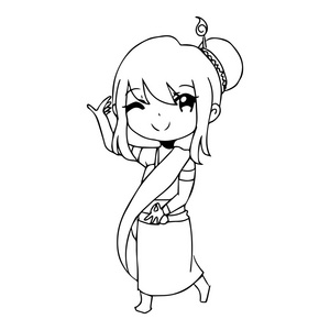 涂鸦舞蹈插画矢量手画的涂鸦的泰国传统舞蹈演员照片