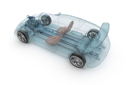 透明的汽车设计，线模型。3d 图。我自己的车设计