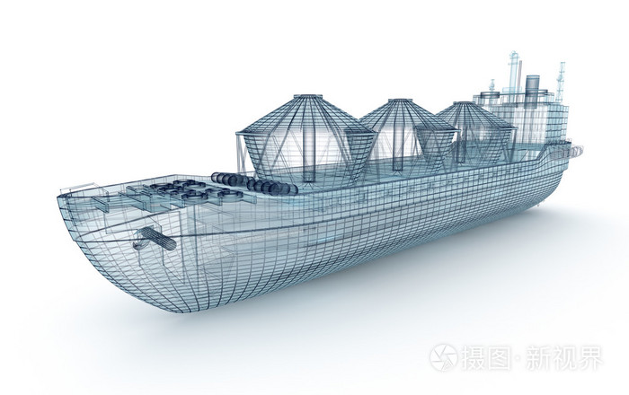 油船船线模型上白色孤立.我自己设计.3d 图