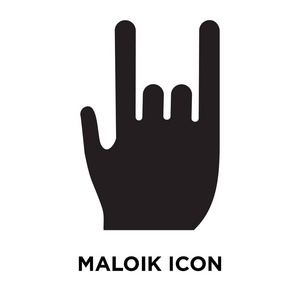 Maloik 图标矢量隔离在白色背景上, 标志概念的 Maloik 标志在透明的背景, 充满黑色符号