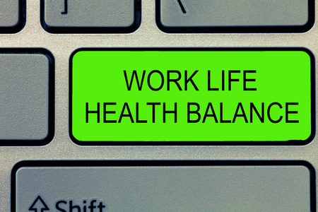 概念手书写显示工作生活健康平衡。商务照片文本的稳定性与协调性, 防止烧坏