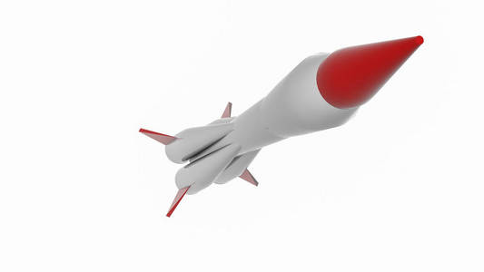 塑料火箭模型在白色背景。3d 渲染