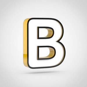 金色字母 b 大写, 带有白色的脸和黑色的轮廓.