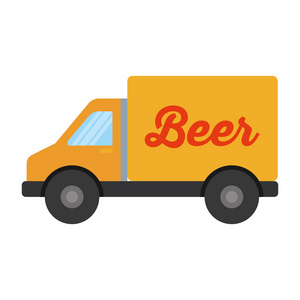 货车车辆交付啤酒孤立的图标