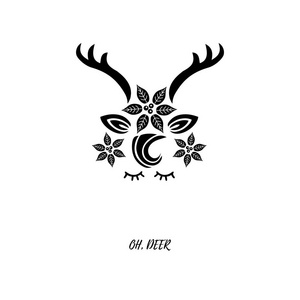 可爱的鹿矢量插图作为标志, 徽章, 补丁。鹿为邀请, 生日, 问候, 党, 快活的圣诞节动机