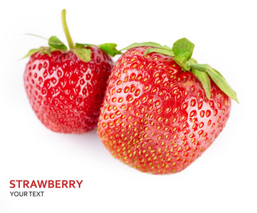 新鲜的红色草莓被隔离在白色背景上。夏天的浆果。健康饮食的概念