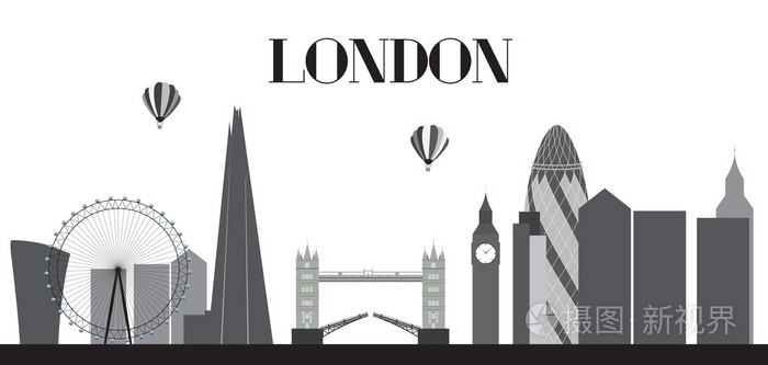 英国,剪影伦敦城市的背景.矢量图插画-正版商用图片0t7ows-摄图新视界