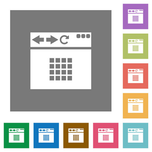浏览器桌面简单颜色正方形背景上的平面图标
