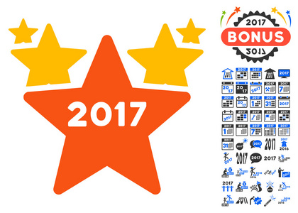 2017 明星打图标与 2017 年奖金象形图