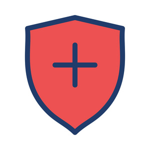 带有加号图标的保护盾, 矢量插图网络犯罪未来主义插图