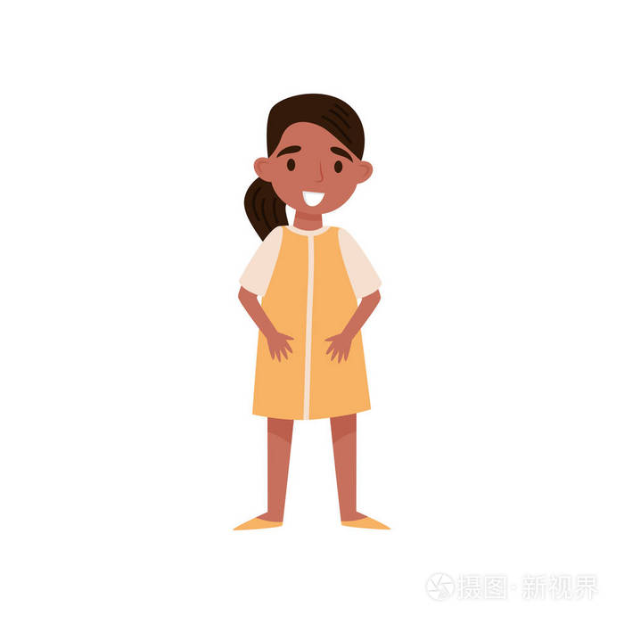 可爱的微笑西班牙裔小女孩站在白色背景矢量插图