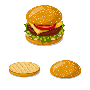 汉堡和三明治标志的矢量插图。汉堡和切片库存矢量图的收集