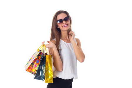 女人在购物袋太阳镜图片