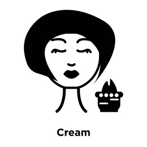 奶油图标矢量隔离在白色背景, 标志概念的奶油标志在透明的背景, 充满黑色符号