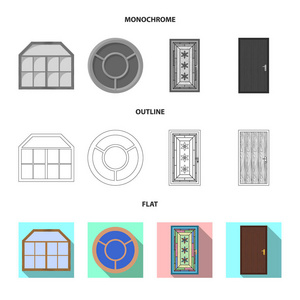 矢量设计的门和前图标。门和木制股票矢量图的收集