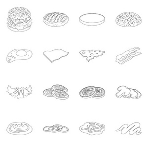 汉堡和三明治徽标的矢量设计。汉堡和切片股票矢量图集