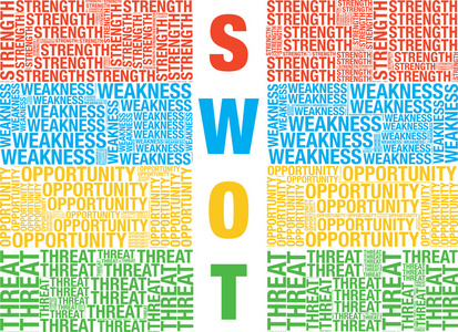 Swot 分析词云业务向量演示文稿模板