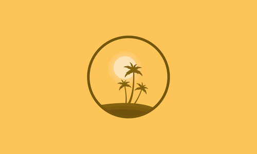 丛棕榈和太阳风景的剪影