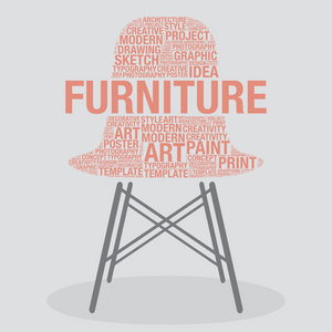家具上时尚椅子室内设计概念矢量图