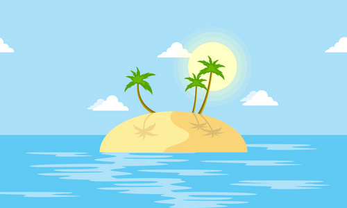 金丝雀岛棕榈海岛风光与棕榈卡通矢量照片