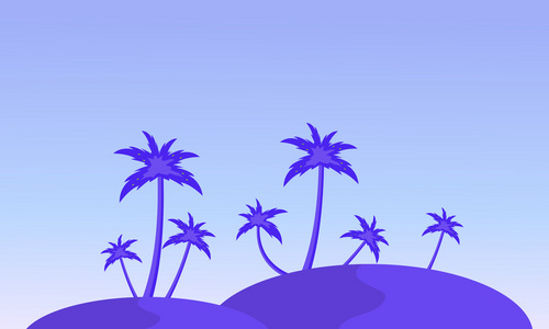 山和丛棕榈景观的剪影