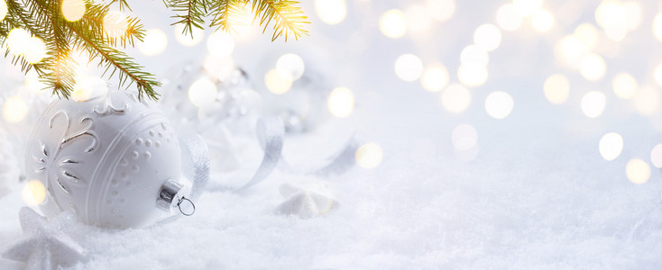 圣诞装饰艺术和假期上雪背景光