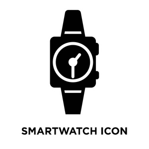 Smartwatch 图标矢量隔离在白色背景上, 标志概念的 Smartwatch 标志在透明的背景, 充满黑色符号