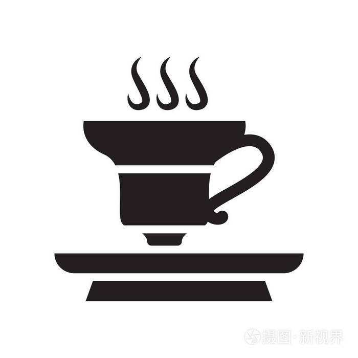 白色背景下的茶叶图标矢量符号与符号分离