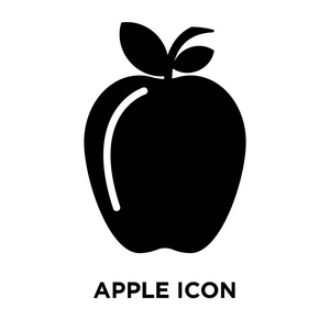 苹果图标矢量被隔离在白色背景上, 标志概念的苹果标志在透明背景, 充满黑色符号