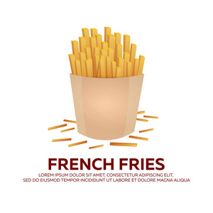 法式炸薯条的旗帜。快餐餐厅。矢量图
