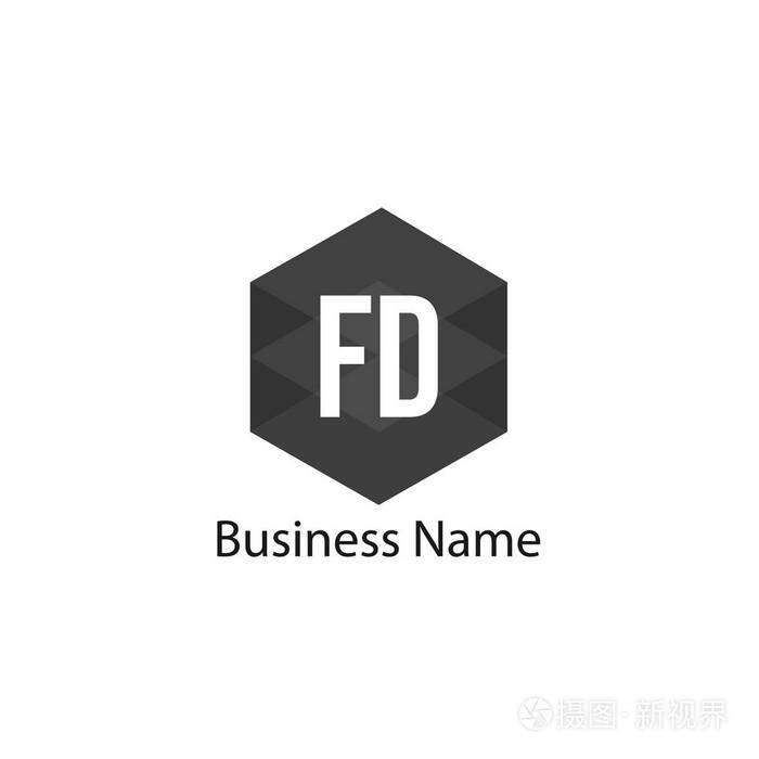 初始字母 Fd 徽标模板设计