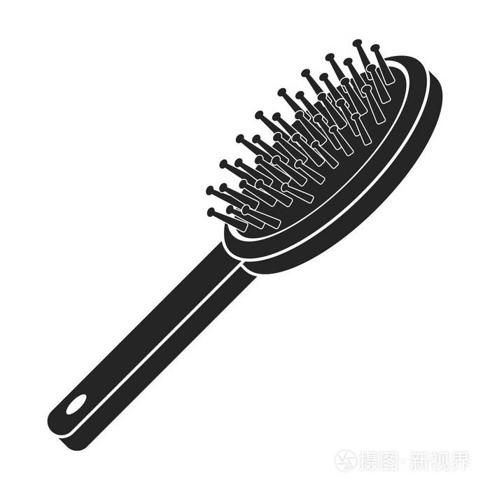 摄图新视界 插画 素材 梳子在孤立的白色背景上的黑色风格的图标.