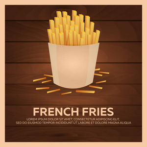 法式炸薯条的旗帜。快餐餐厅。矢量图