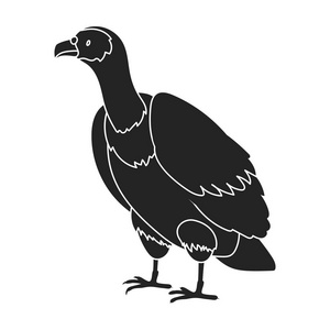 兀鹫中孤立在白色背景上的黑色风格的图标。鸟的符号股票矢量图