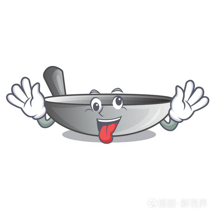 在吉祥物矢量图上孤立的疯狂煎锅炒锅