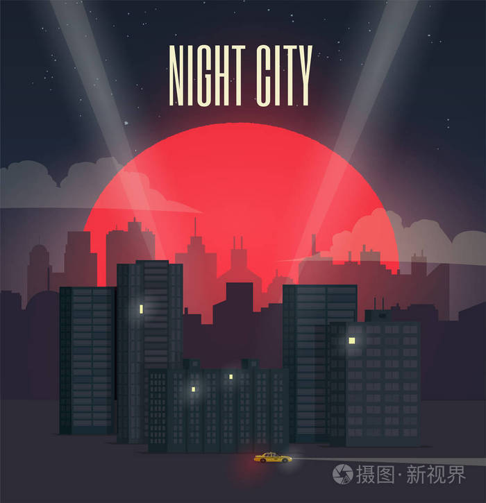 夜城城市景观 红月亮 矢量插图插画 正版商用图片0t8ume 摄图新视界 夜城城市景观 红月亮 矢量插图插画 正版商用图片0t8ume 摄图新视界